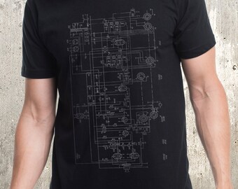 Men's T-Shirt - Old Radio Diagram - Screen Printed Men's Shirt - American Apparel