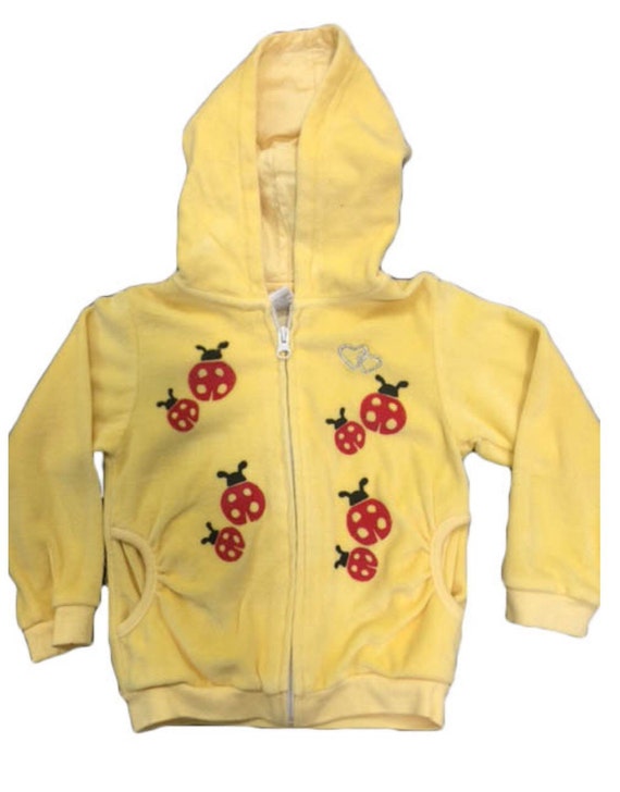 Ladybug Hoodie Girls Yellow Velour Jacket Winter Clothing