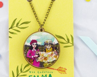 Moonrise Kingdom, Wes Anderson- Sam & Suzy - 20" Bronze / Wooden Necklace.