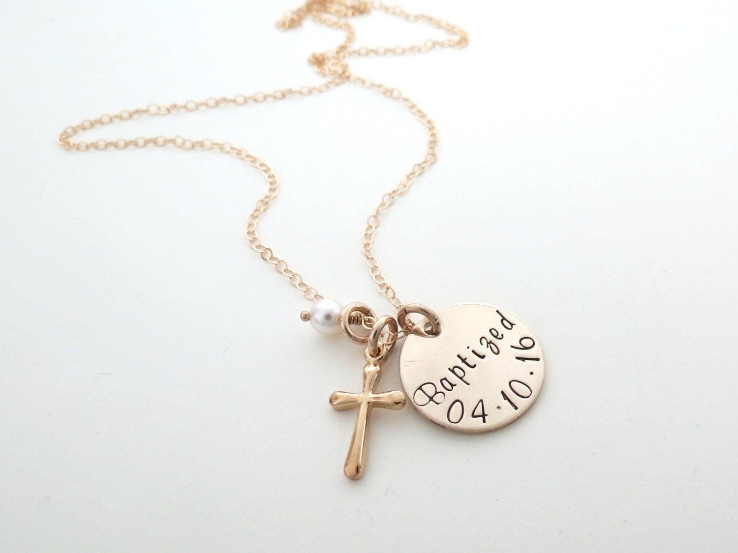 Personalized Baptized Necklace Girls Cross Necklace