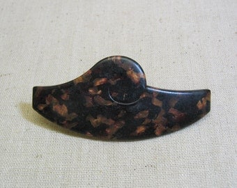 Tortoise Shell Celluloid Hair Barrette, 1970s, MINT