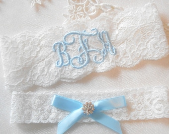 MONOGRAMMED Wedding Garter 2 Inch MONOGRAMMED Bridal Garter Floral Stretch Lace Bridal Garter Single Garter