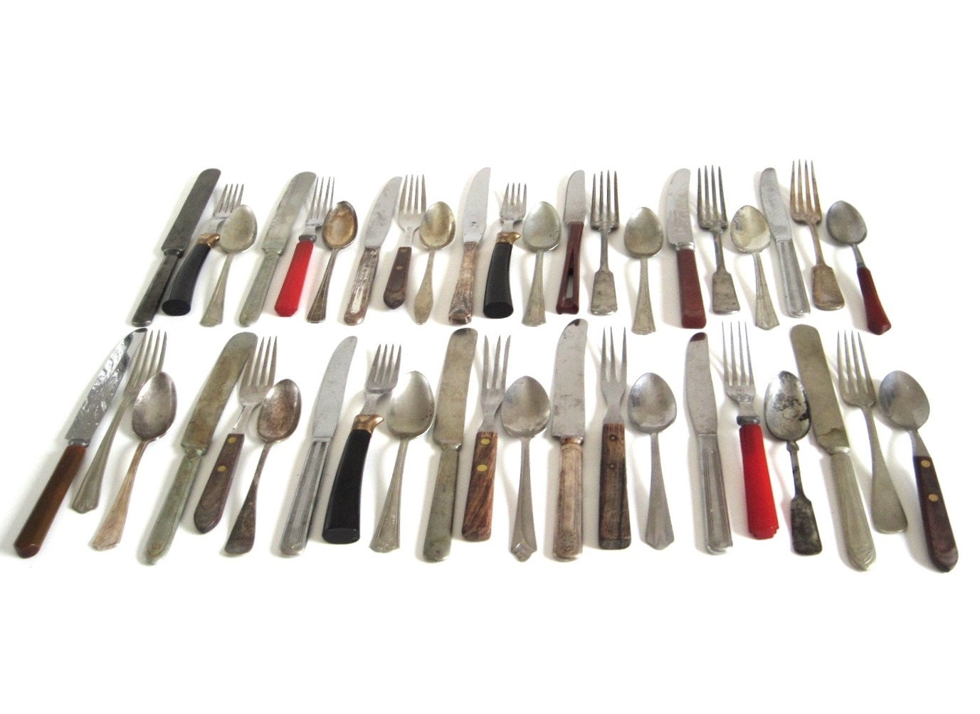 Rustic Mismatched Flatware Set Stainless Silverplate Nickel