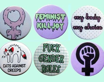 Feminist Riot girl (I) - button badge or magnet 1.5 Inch