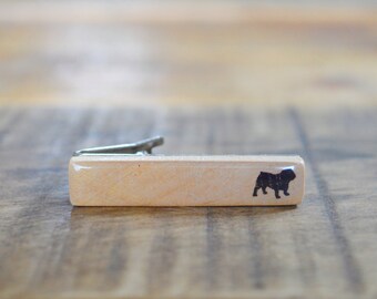Bull Dog Tie Clip, Dog Tie Clip, Wood tie clip, Wooden tie clip, Tie Bar, Wood Tie Bar, tie clips men, tie clip personalize