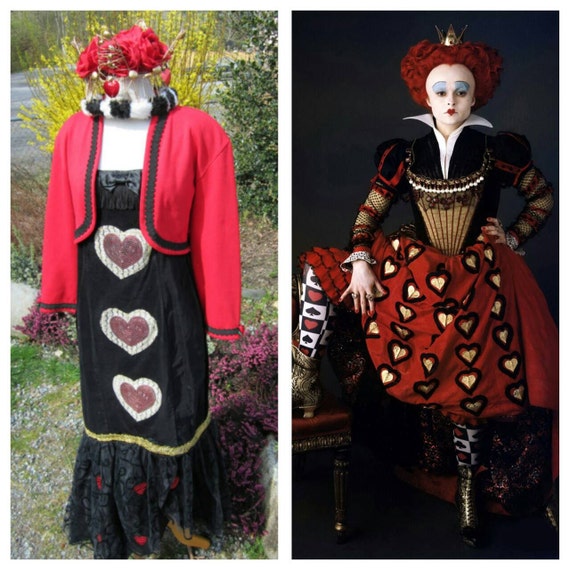 Upcycled Clothing Red Queen Costume Alice in Wonderland Queen