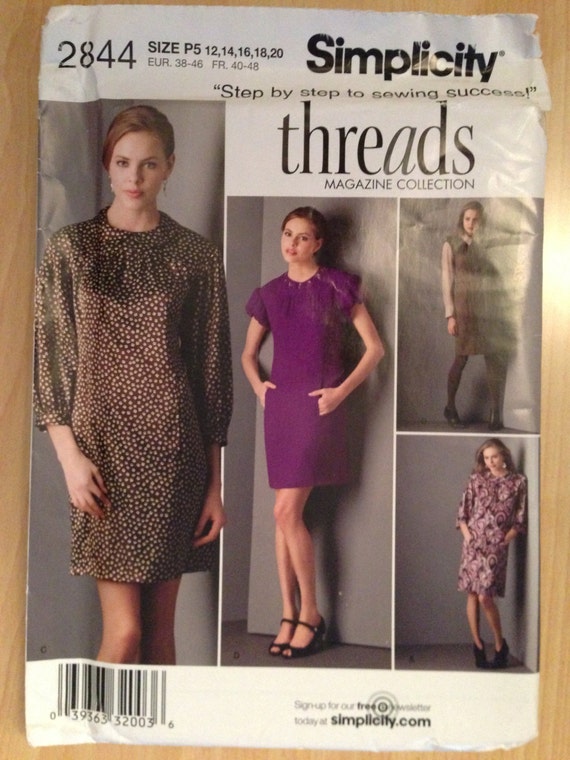 Simplicity 2844 Sewing Pattern Misses and Miss Petite Dress in Two Lengths and Tie Belt Size 12-20
