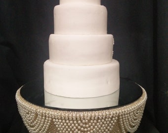 Drape design wedding cake stand Ivory Pearl and gold crystals - round or square all sizes