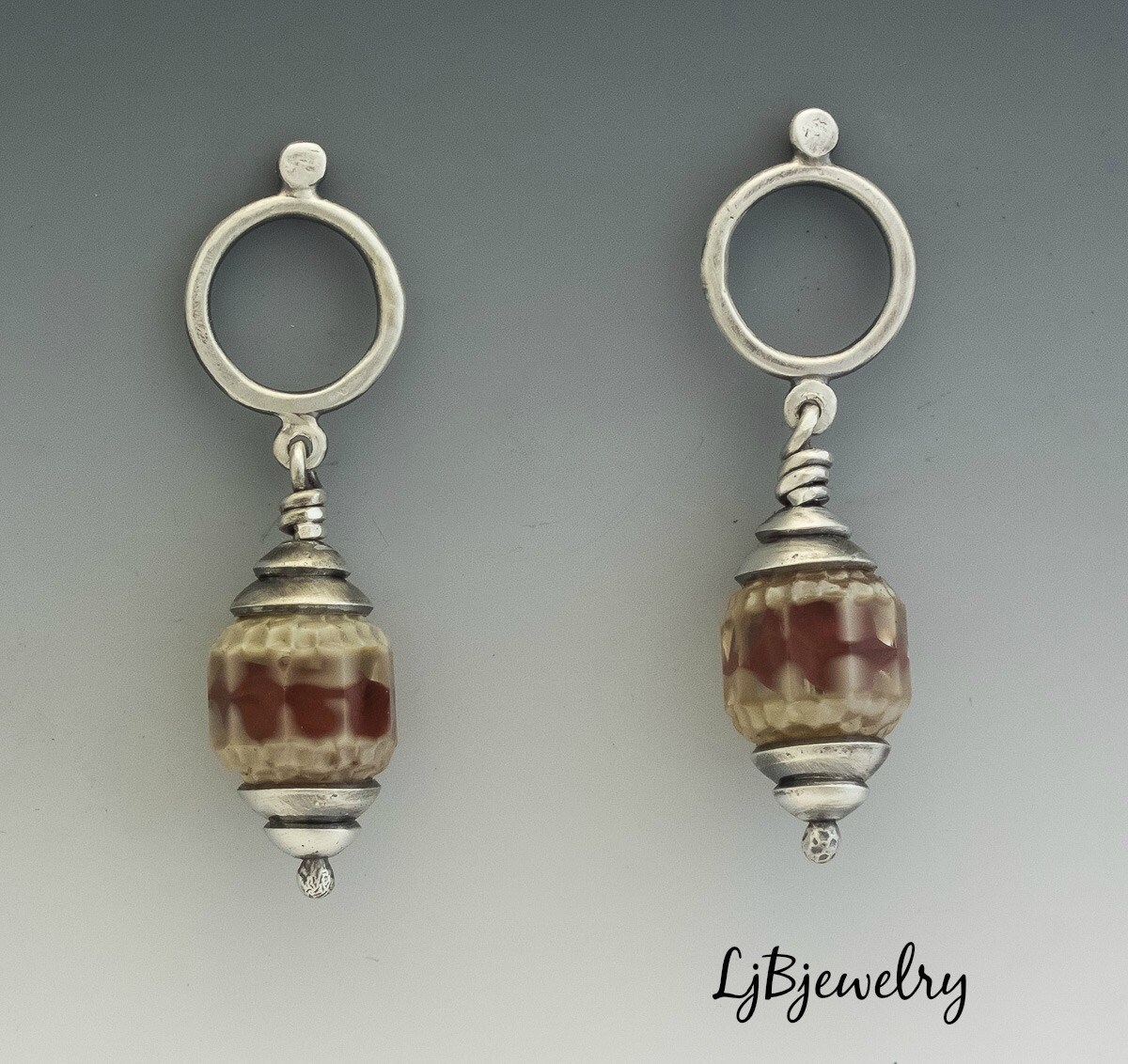Silver Earrings Dangle Earrings Drop Earrings Glass Bead