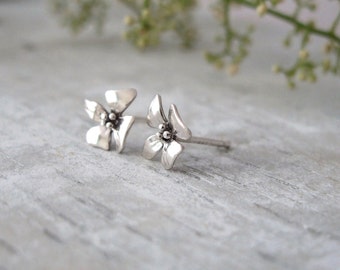 Sterling Silver Stud Earrings, Tiny Silver Stud Earrings, Silver Flower Stud Earrings, Stud Earrings For Women