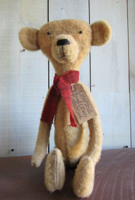 Handmade Primitive Teddy Bear Medium Honey by ModerationCorner