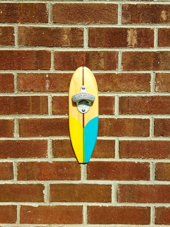 Surfboard bottle opener wall mounted longboard shape with