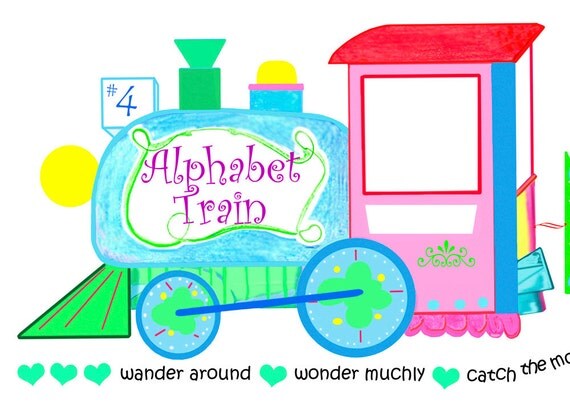 ALPHABET TRAIN Personalize Poster Kid's Gift by ApplestarrStudio