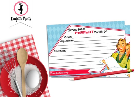 PERFECT HOUSEWIFE - Recipe Card | Printable Recipe Card | Retro Housewife Bridal Shower | Bridal Shower Recipe Card | 1950s Il_570xn