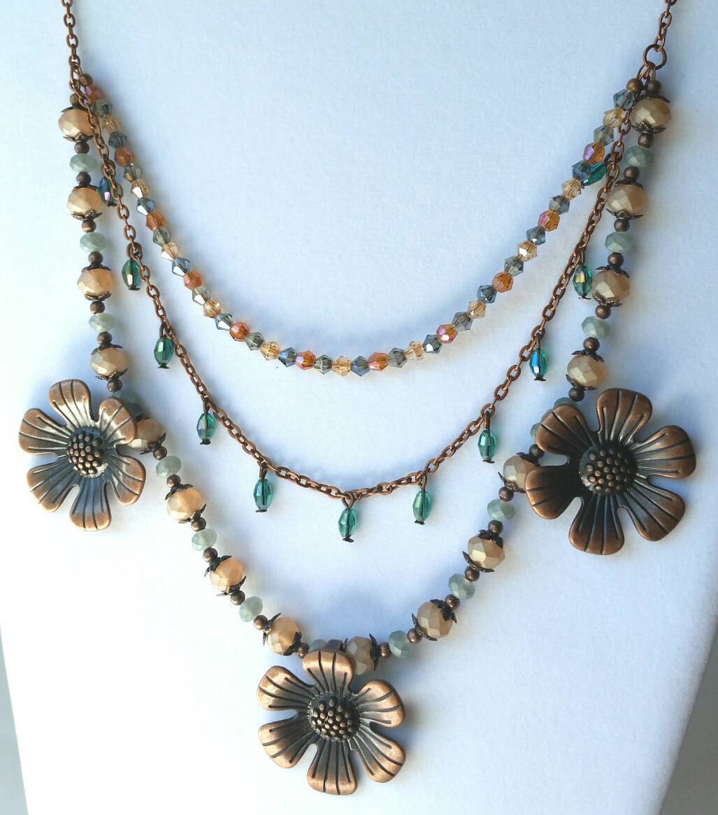 Copper and Crystal Necklace