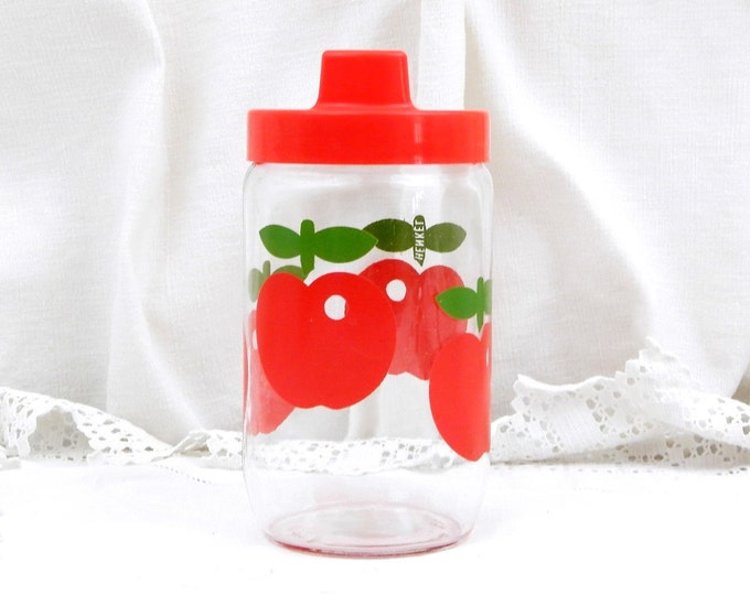Vintage French Airtight Henkel Storage Jar with Red Apple Design / 1960S Decor / Retro Vintage Home Interior / Kitchenailia Kitchenware