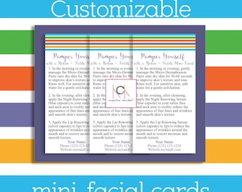 Rodan and Fields Mini-Facial Cards - Promotion - Network Marketing materials - Business Card size - Customizable - R & F - Direct Sales