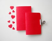 Valentine's Day Cherry Red Traveler's Notebook Inserts, Passport or Field Notes size, Midori, Fauxdori with Stickers