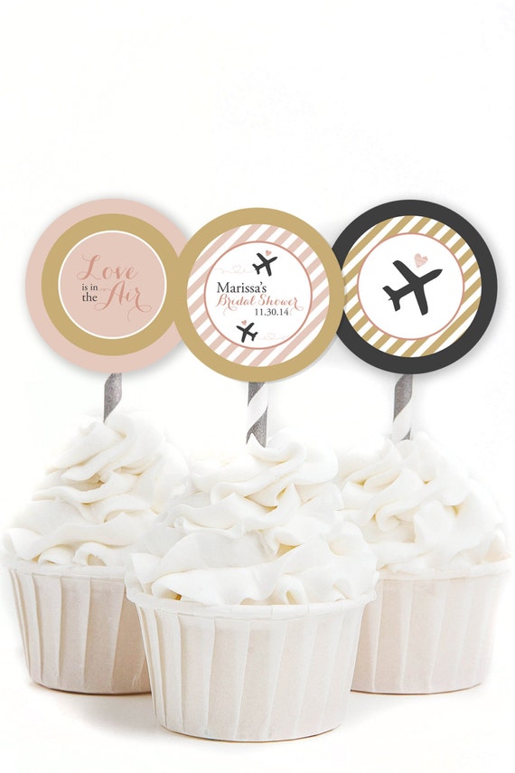 travel themed wedding cupcake toppers