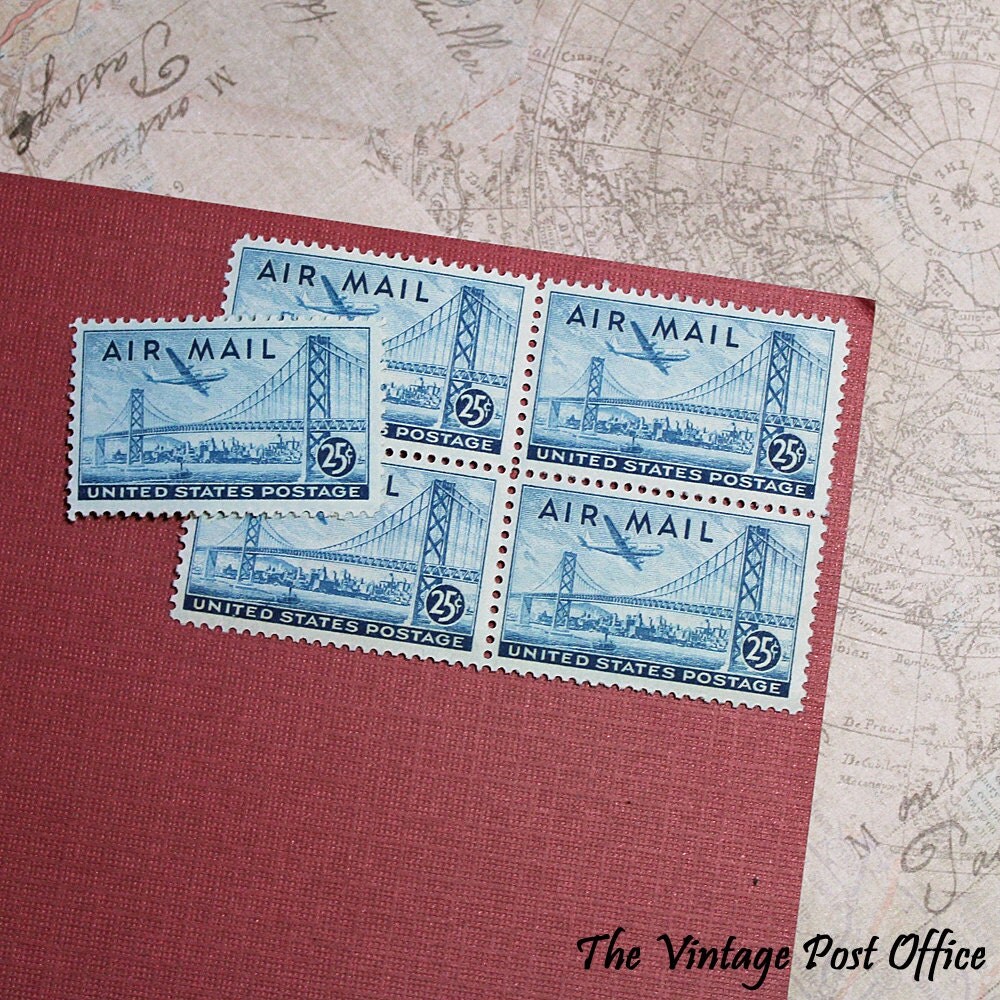 Vintage Unused US Postage Stamp 25c San Francisco Airmail