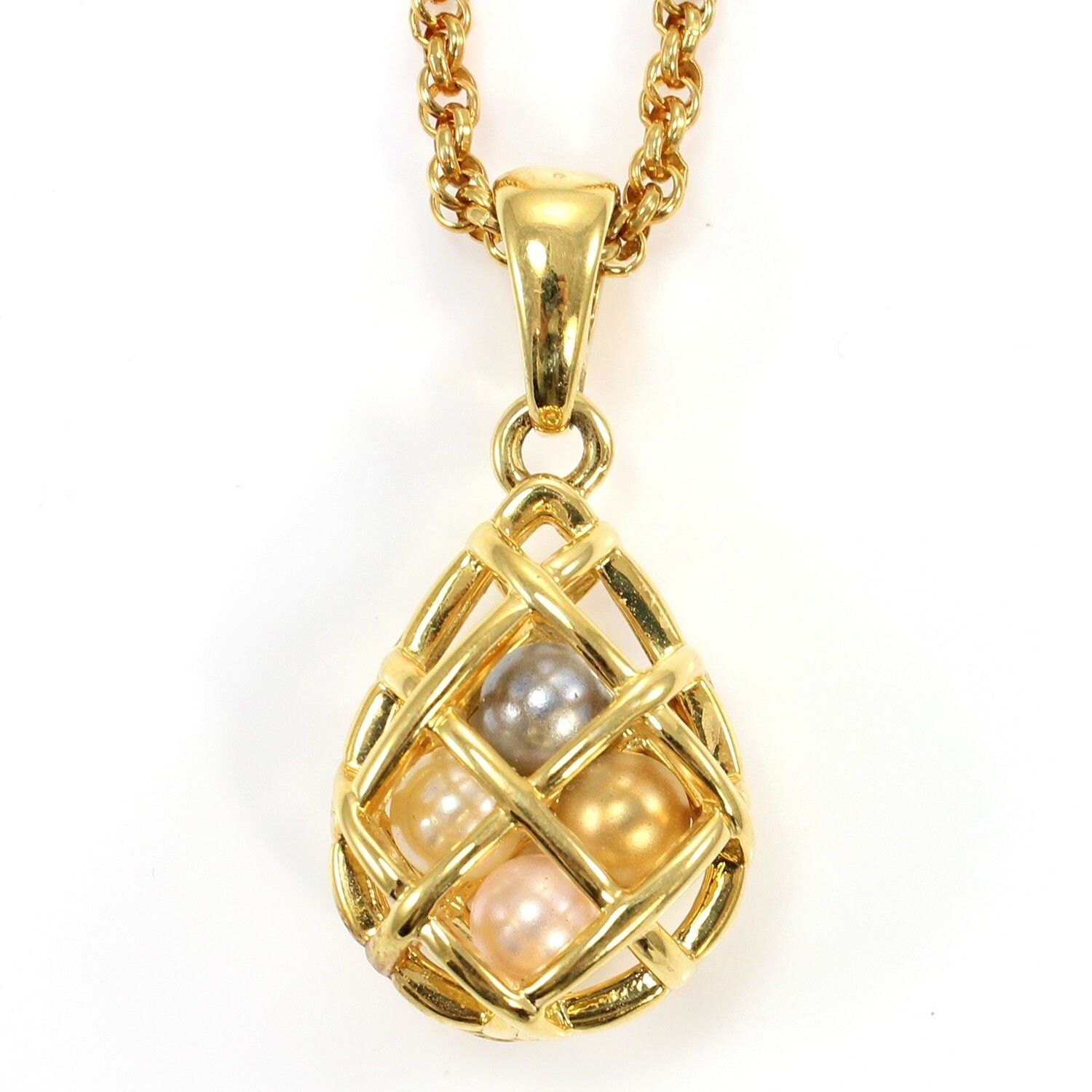 Joan Rivers Necklace Caged Egg Pendant with Simulated Pearls