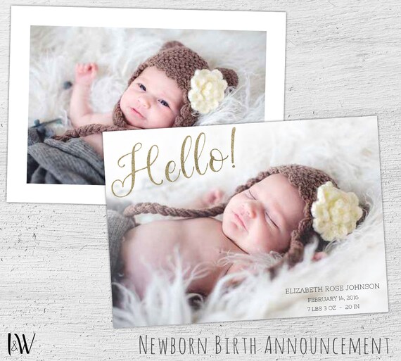 Birth Announcement Template, Newborn Announcement, Birth Announcement Card, Photo Card Template, Photoshop Template, Photographer - 03-011 Il_570xn