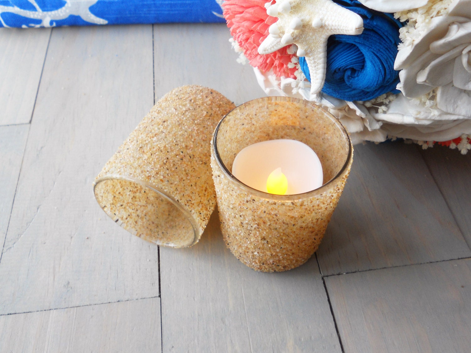 16 Beach Candles Sand Candle Holder Votive Beach Candles