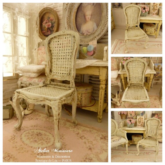 Dollhouse French castle Shabby chair Louis 15th Imitation