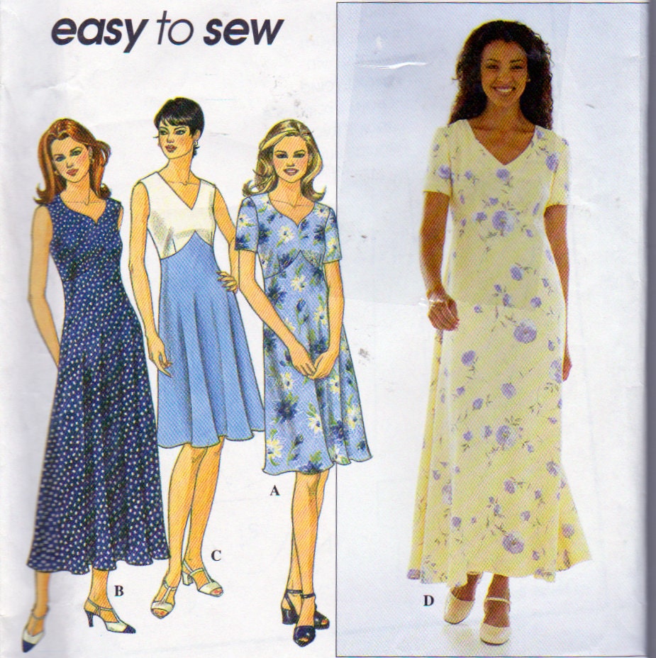 Simplicity 8504 Misses Dress Flared Skirt Stitched to Bodice