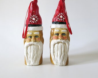 Vintage Santa Ornaments, Set of 2, Christmas Decor, Holiday Decor