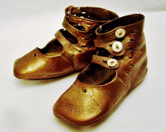 19th Century Child High Top Leather Button Shoes-Great Collectible!