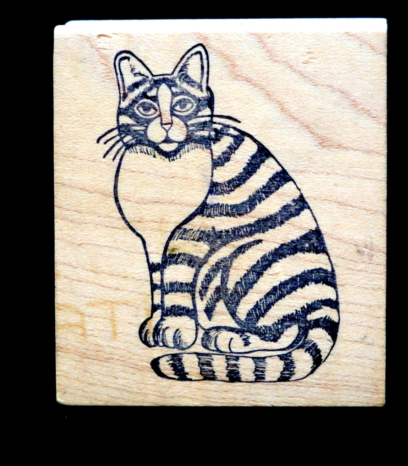 Striped Cat Rubber Stamp Cards Scrapbook Craft Animals