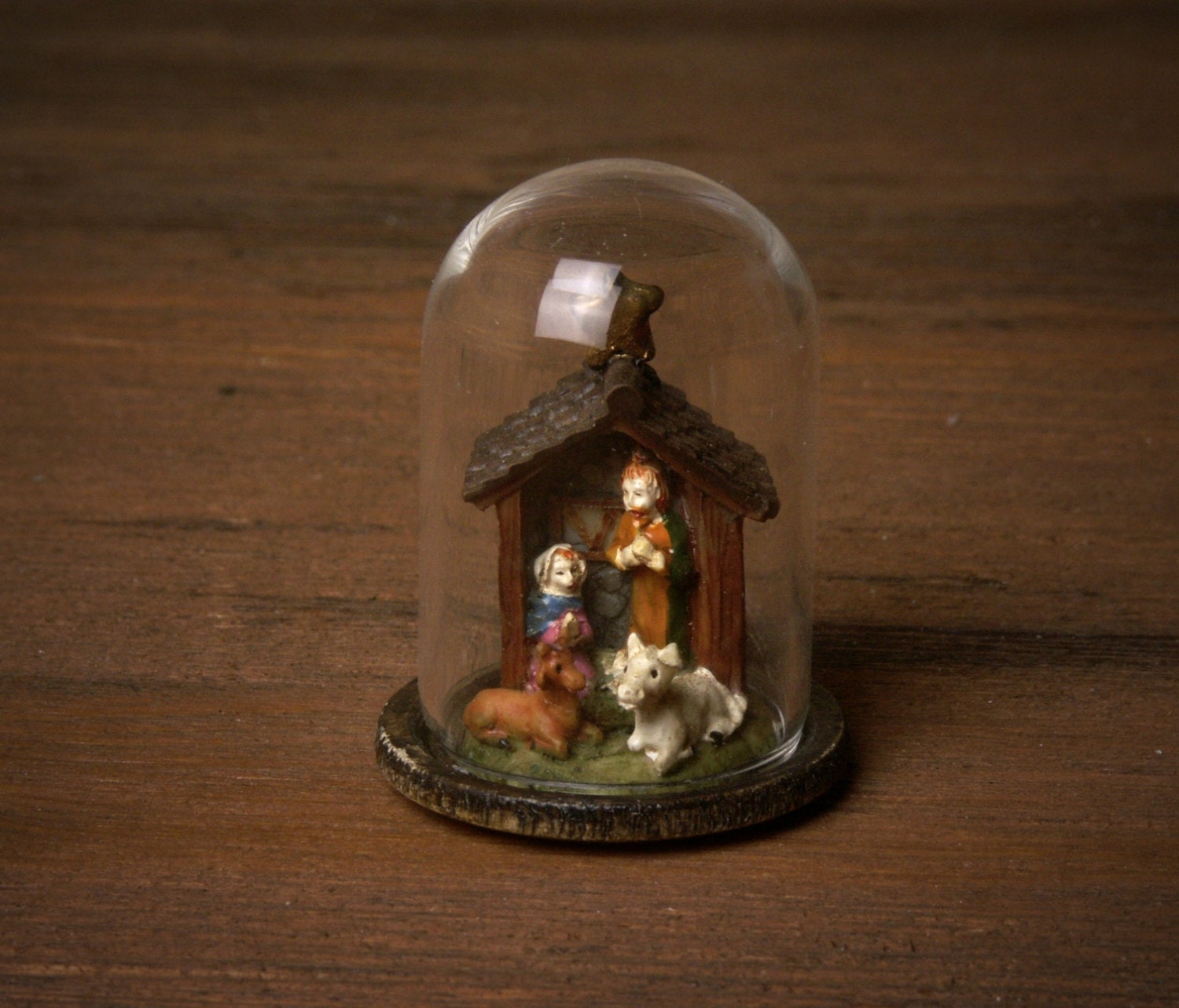 Miniature Nativity Scene under Glass for Your Dollhouse