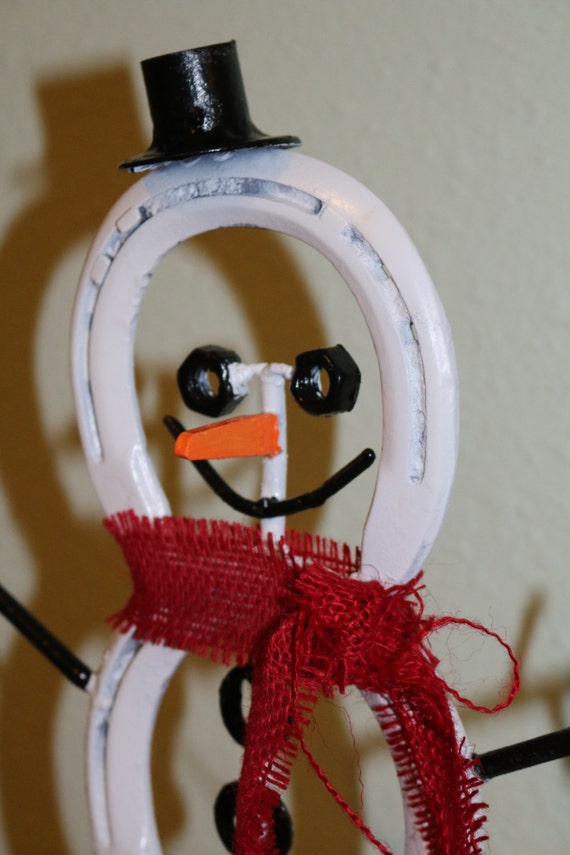Items similar to Friendly Horseshoe Snowman on Etsy