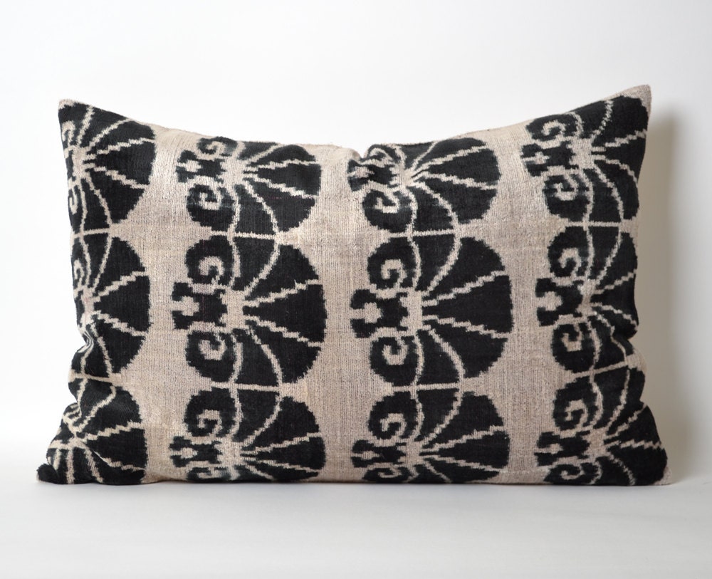 Velvet Ikat Pillow Cover Black Ikat Pillows Modern by pillowme