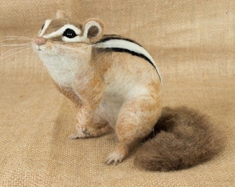Made to Order Needle Felted Chipmunk: Custom needle felted animal sculpture