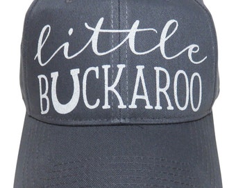 NEW! White Glitter "Little Buckaroo" Grey Youth Size Boys Baseball Cap
