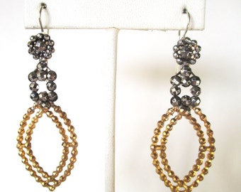 Pair of Vintage Cut Steel & Brass Earring