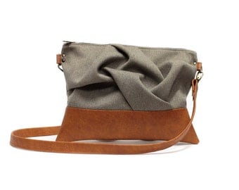 Brown Cross Body Bag, Boho Chic Messenger, Tan Vegan Crossbody Bag,Sand Crossbody Purse,Vegan Messenger Bag,Brown Messenger,Faux Leather Bag