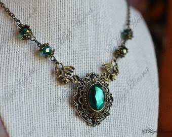 Emerald Dragon Fantasy Pendant Khalessi Daenerys Targaryen Game of Thrones Jewelry Woodland Dragon Dragon Lover Gift Dungeons and Dragons
