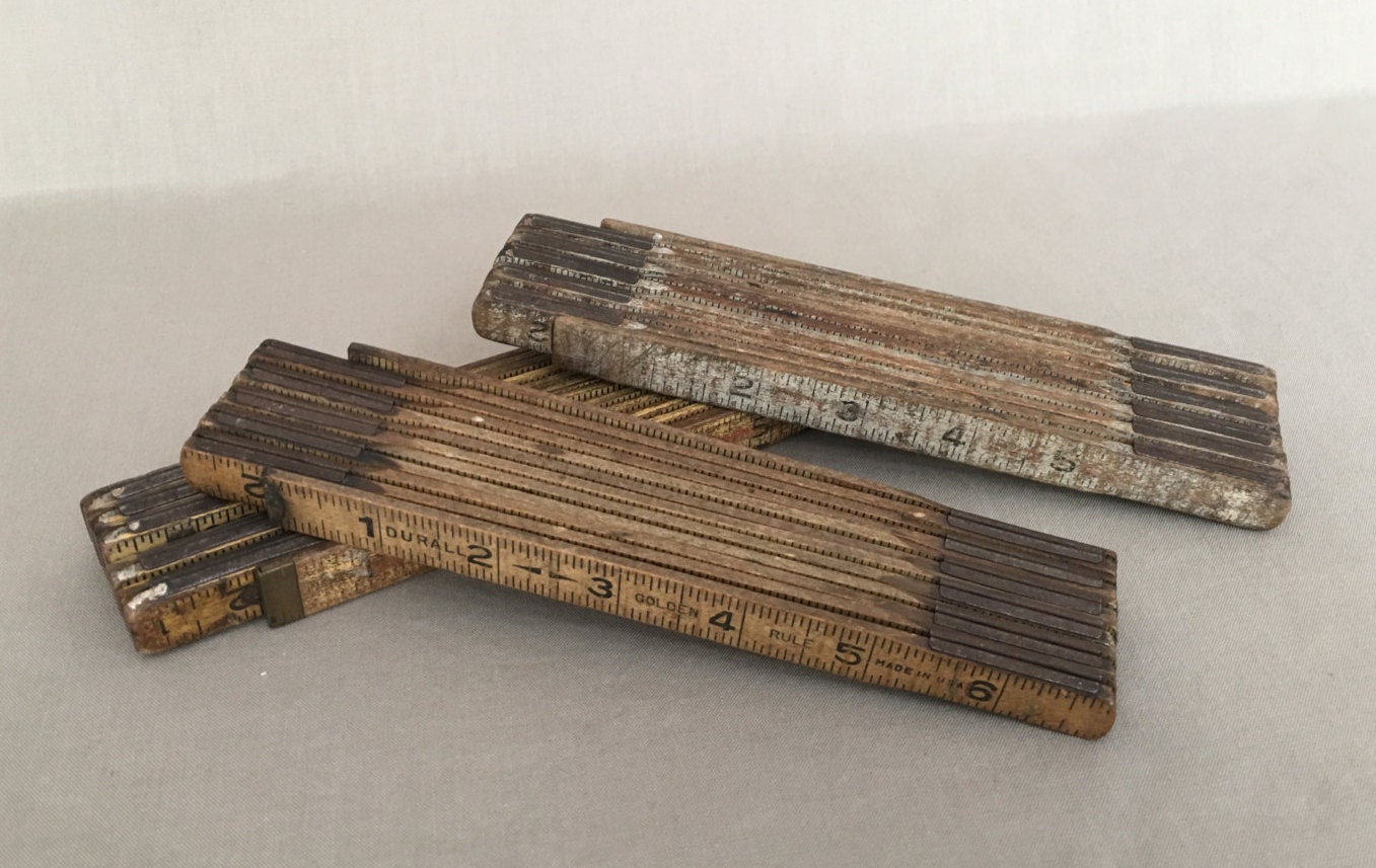Wooden Tape Measure Jointed Wood Industrial Decor Vintage