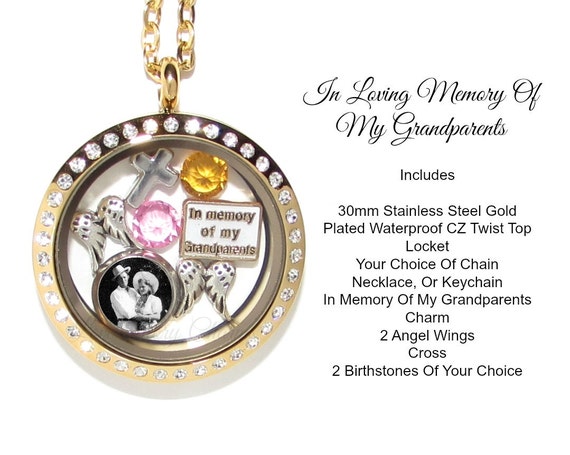 In Memory Of Grandparents Sympathy Gift In Memory Necklace