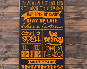 Halloween Rules Vinyl Wood Sign 12"x24". Halloween sign, Halloween decoration, Halloween decor, wall sign Halloween, Halloween wall art