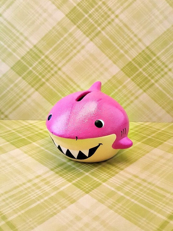 plush shark piggy bank