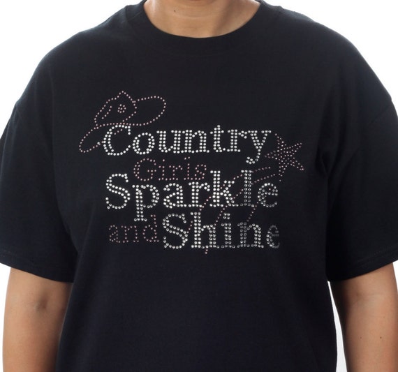 Country Girls Sparkle and Shine Rhinestone Tshirt Bling Tshirt