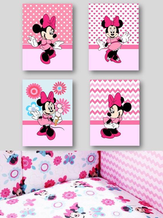 Minnie Mouse Pink Gallery Wall Art Prints by SnazzyZebraGalleria