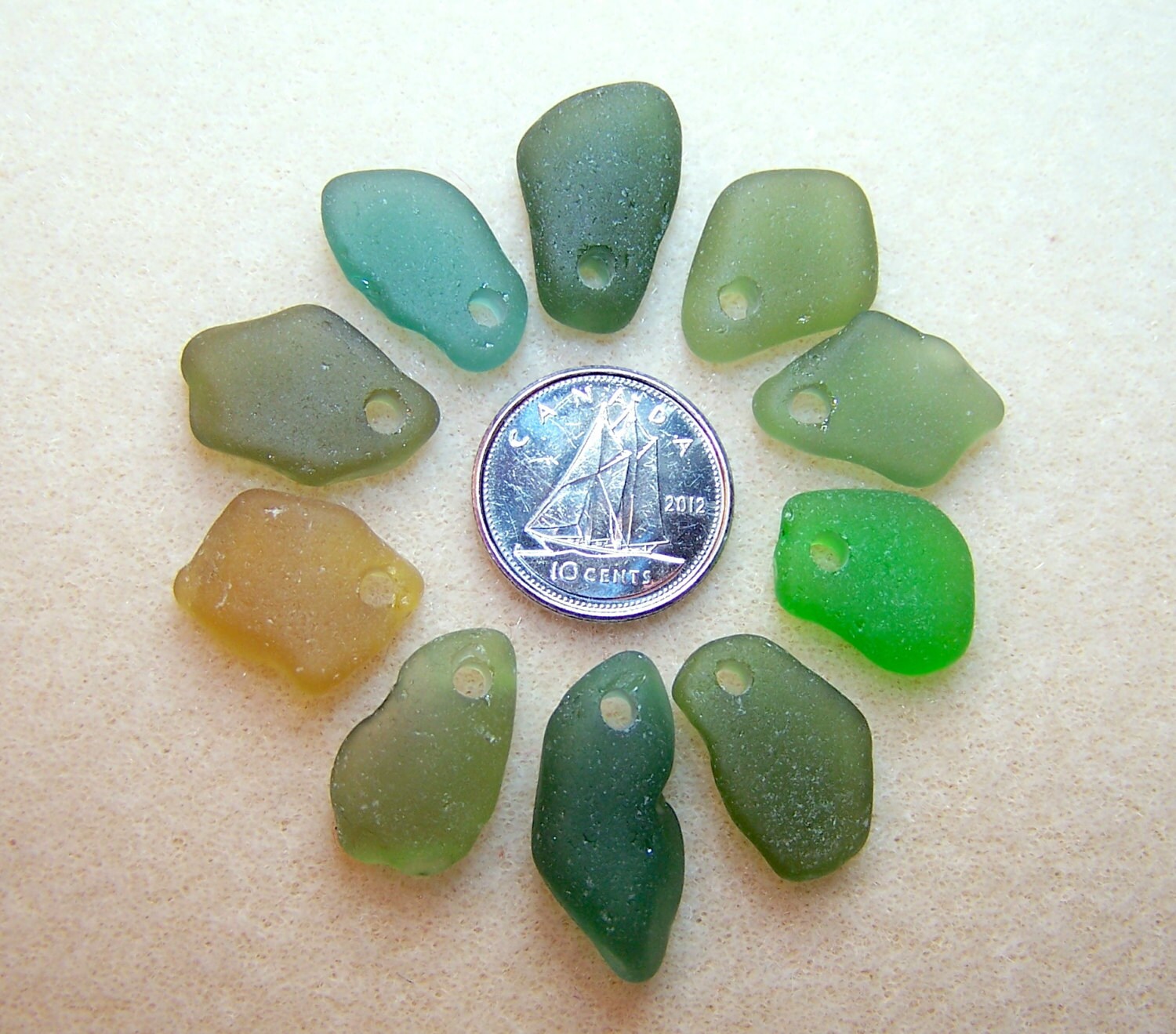 Genuine Sea Glass Charms Drilled Sea Glass Beads for Jewelry