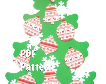 Kid-size Wall Felt Christmas Tree and Ornaments PDF Pattern