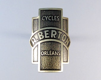 A BERTON headbadge. Cyclist present. cyclist ornament. biker gift. cyclist gift. bicycle ornament. custom. headbadge. head badge.