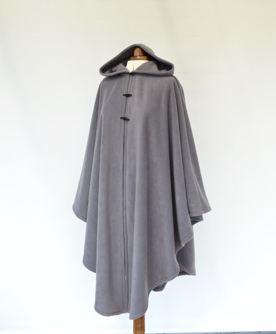 Long Cape Coat Gray Hooded Cape Long Hooded Cloak by DeliCatStudio
